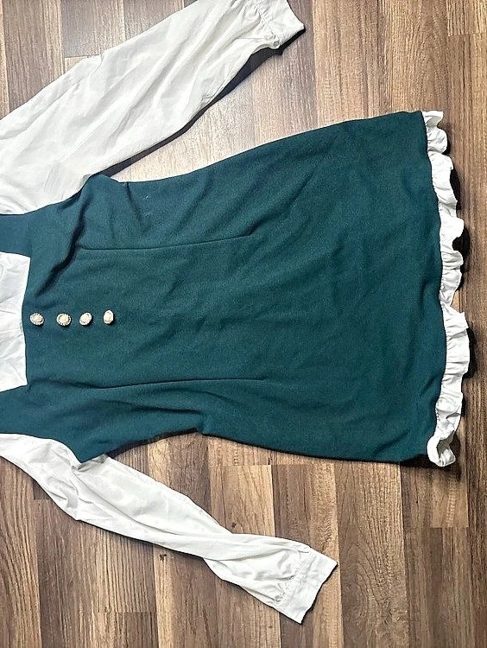 Green & White Ruffle Mini Dress